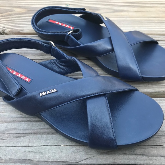 Prada Shoes - Prada Women Sandals Blue Leather Upper Shoe Size39